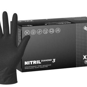 Nitrilové rukavice NITRIL DIAMOND3 100 ks, nepudrované, černé, 8.0 g, Velikost XXL