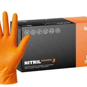 Nitrilové rukavice NITRIL DIAMOND3 100 ks, nepudrované, oranžové, 8.0 g, Velikost M