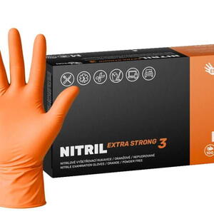 Nitrilové rukavice NITRIL EXTRA STRONG3 100 ks, nepudrované, oranžové, 5.4 g, Velikost M