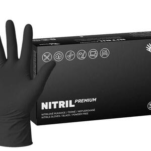 Nitrilové rukavice NITRIL PREMIUM 100 ks, nepudrované, černé, 4.0 g, Velikost S