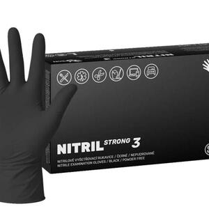 Nitrilové rukavice NITRIL STRONG3 100 ks, nepudrované, černé, 5.0 g, Velikost L