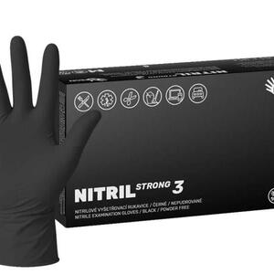 Nitrilové rukavice NITRIL STRONG3 100 ks, nepudrované, černé, 5.0 g, Velikost M