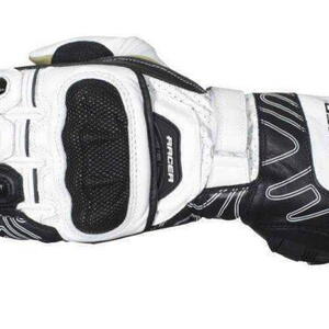 Racer High Speed bílé sportovní kožené rukavice na motorku 3XL