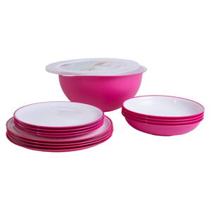 Set nádobí Omada Sanaliving Pic-Nic Set 14 ks Barva: růžová