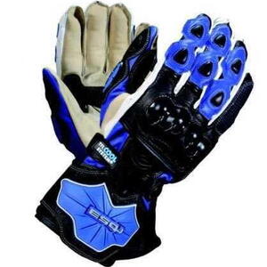 SQ CG1 modré sportovní rukavice z klokaní kůže na motorku M