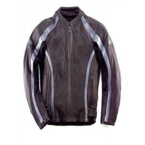 SQ HIGHWAY pánská kožená bunda na motorku, černo-stříbrná 52