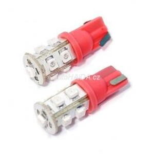 Žárovka 9 SUPER LED 12V T10 červená 2ks  33715