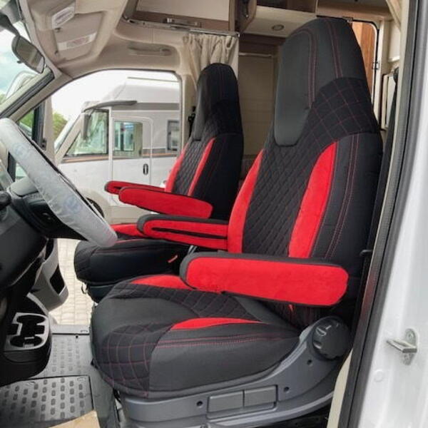Autopotahy CAMPER- obytné auto, 2 místa, LUXURY černo červené