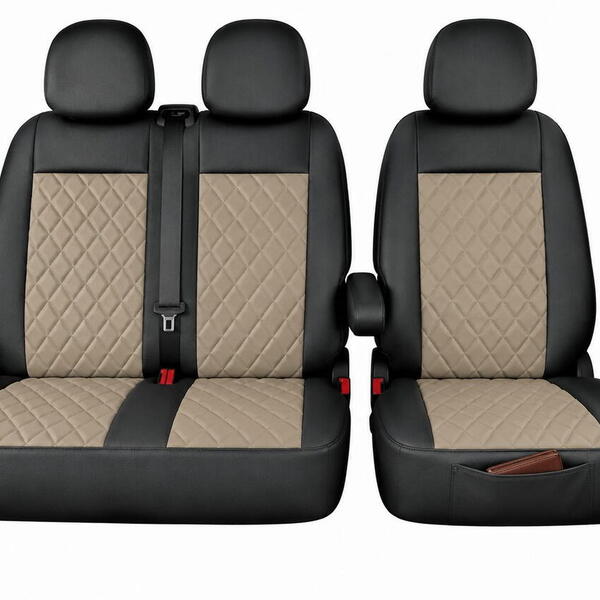 Autopotahy Citroen Jumper II, 3 M., od r. 2006, a FL od r. 2016, ekokůže CARO tmavobéžové