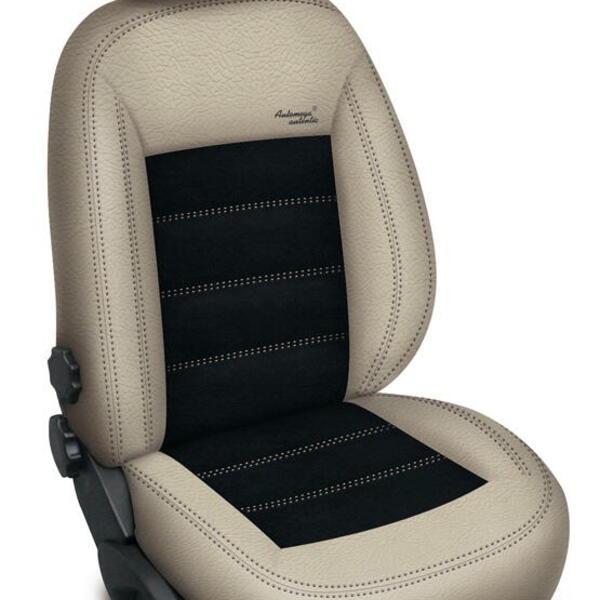 Autopotahy KIA SOUL, od r. 2014, se zadní loketní opěrkou, AUTHENTIC VELVET, béžovočerné