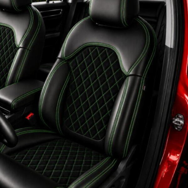 Autopotahy ŠKODA KODIAQ II, 5 MÍST, od r. 2024, AUTHENTIC LEATHER CARO zelené