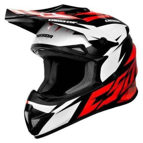 Cassida Cross Cup TWO červená bílá černá krosová helma, přilba na moto