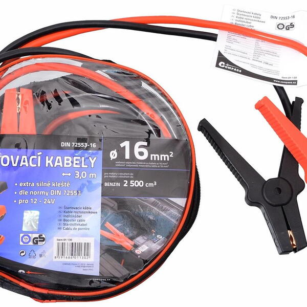 Compass Startovací kabely 16 délka 3m TÜV/GS DIN72553