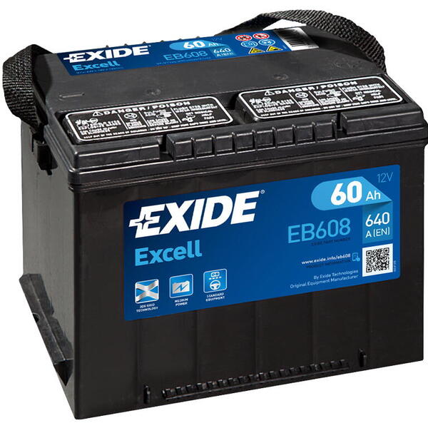 Exide Excell 12V 60Ah 640A EB608