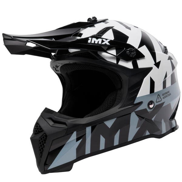 IMX FMX-02 BLACK/WHITE/GREY/METALLIC GREY GLOSS GRAPHIC helma XS