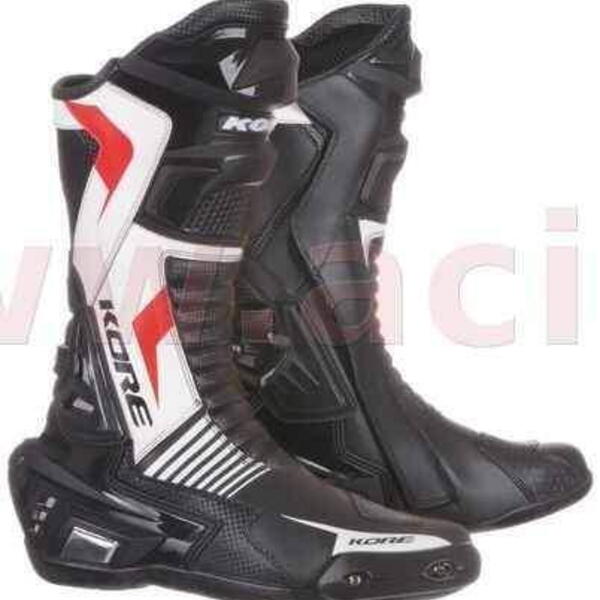 KORE Sport, černé bílé červené sportovní boty na motorku 38