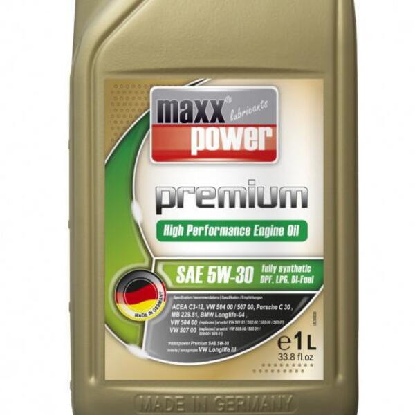 Maxxpower Premium 5W-30 1000ml motorový olej plně syntetický (DPF,LPG,BI-Fuel)