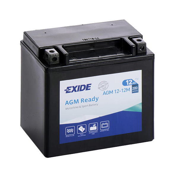 Motobaterie EXIDE BIKE AGM Ready AGM12-12M, 12V, 12Ah, 200A