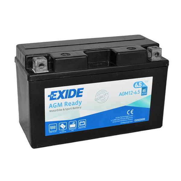 Motobaterie EXIDE BIKE AGM Ready AGM12-6.5, 12V, 6.5Ah, 85A