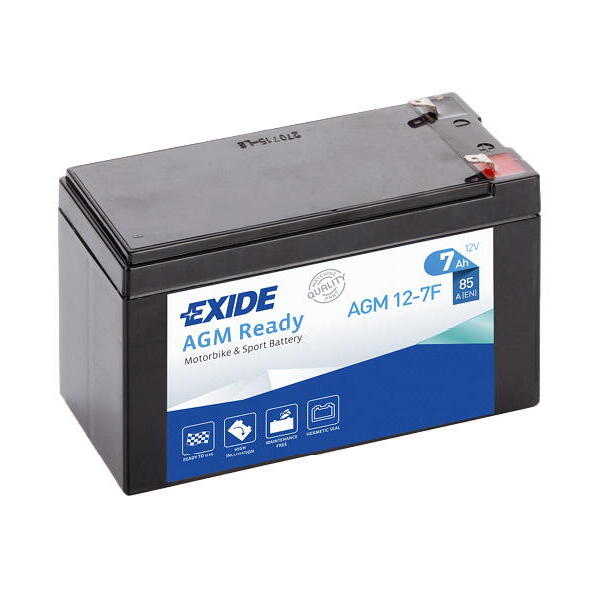 Motobaterie EXIDE BIKE AGM Ready AGM12-7F, 12V, 7Ah, 85A