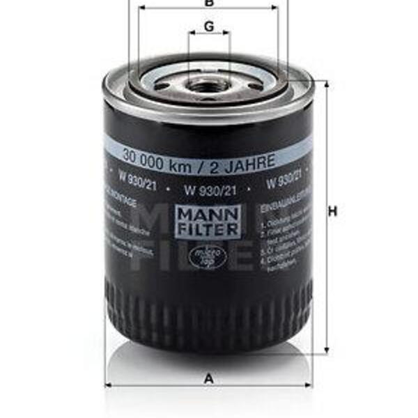 Olejový filtr MANN-FILTER W 930/21