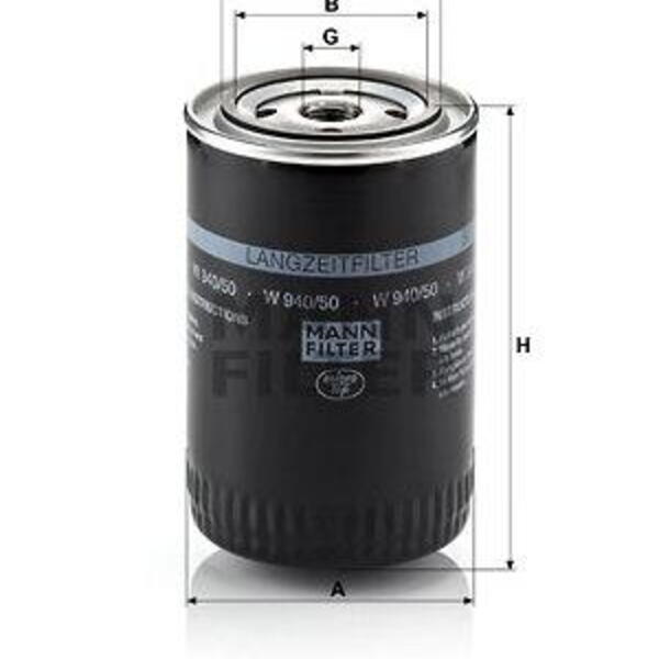 Olejový filtr MANN-FILTER W 940/50