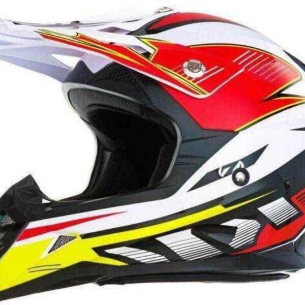 Přilba ZED X1.9 krossová bílá černá červená žlutá helma na motorku L