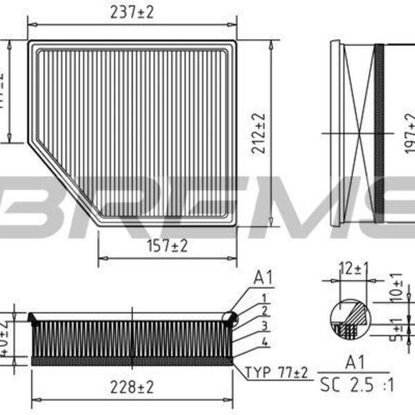 Vzduchový filtr BREMSI FA1036