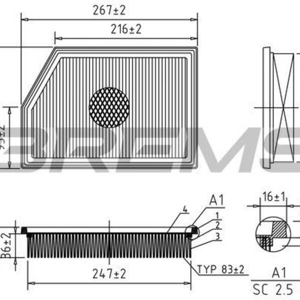 Vzduchový filtr BREMSI FA1086