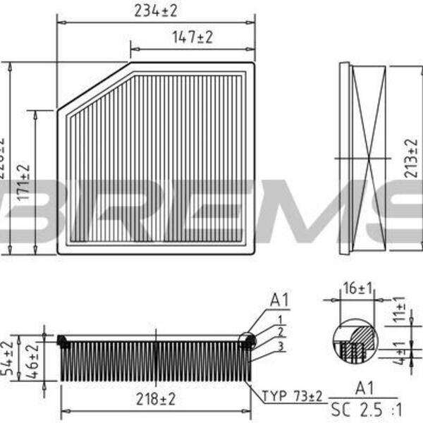 Vzduchový filtr BREMSI FA1128