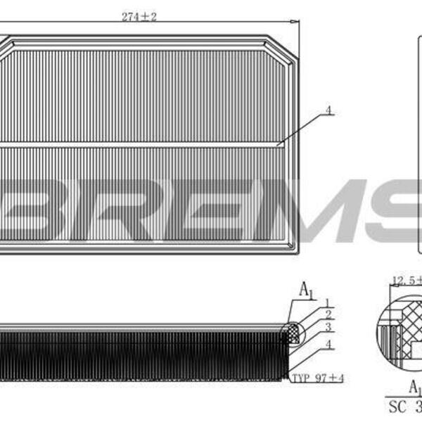 Vzduchový filtr BREMSI FA1132