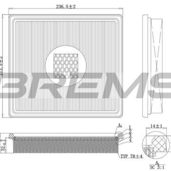 Vzduchový filtr BREMSI FA1163