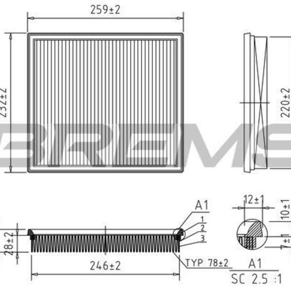 Vzduchový filtr BREMSI FA2325