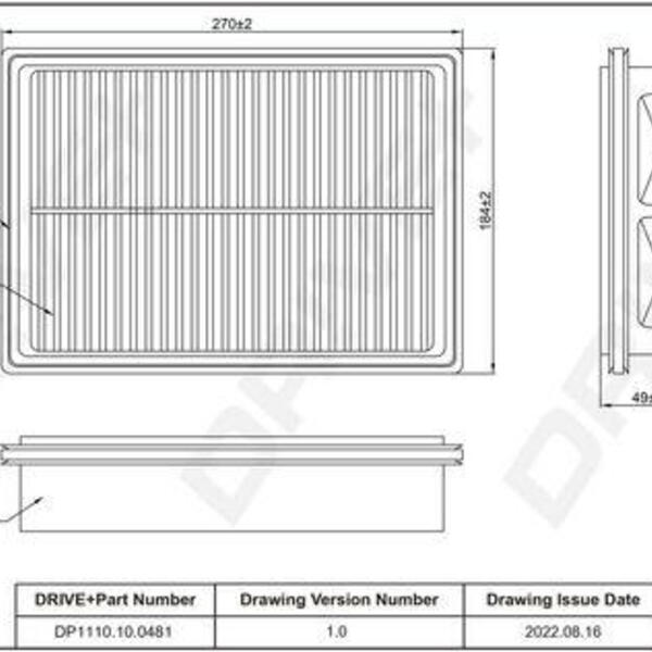 Vzduchový filtr DRIVE DP1110.10.0481