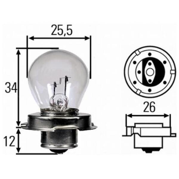 Žárovka P26S HELLA 8GA 008 899-121 12V 15W HELLA HEL 8GA 008 899-121