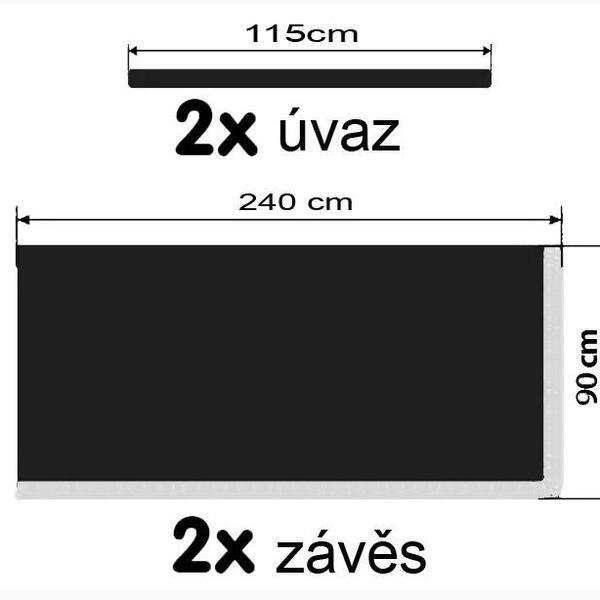 Závěsy na okna - černé/bílé třásně