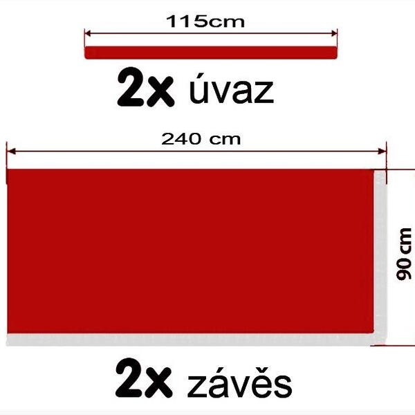 Závěsy na okna - červené/bílé třásně