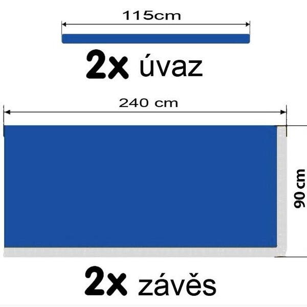 Závěsy na okna - modré/bílé bambulky