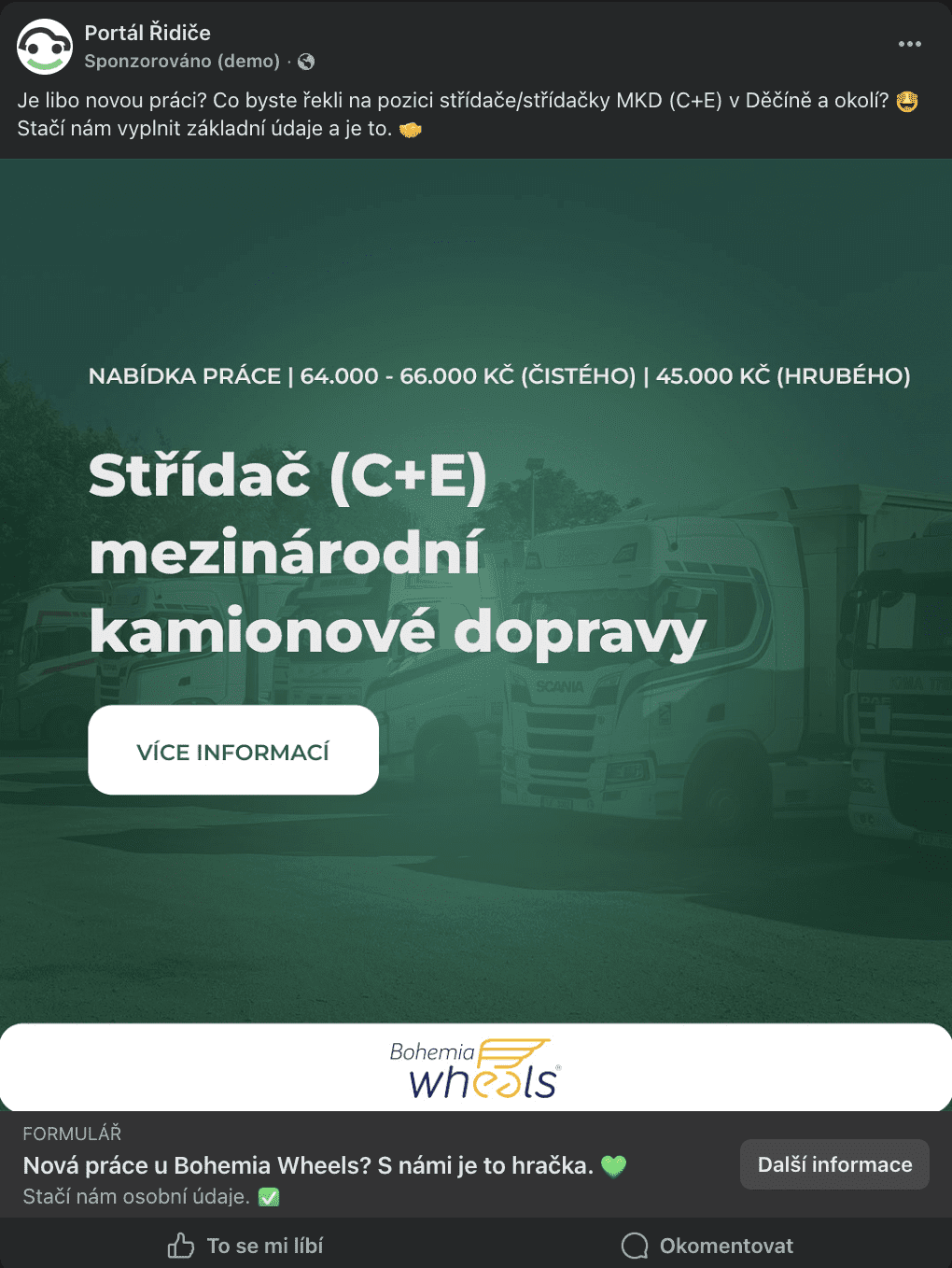 Bohemia Wheels, s. r. o. - FB kampaň