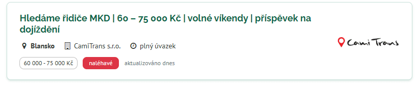  CamiTrans – náhled inzerátu