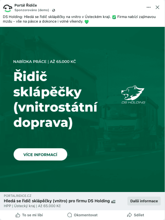 DS Holding, a. s. – FB kampaň Ústecký kraj
