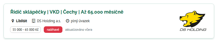 DS Holding, a. s. – pracovní inzerát Libštát
