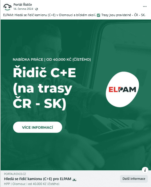 ELPAM, spol. s r. o. – FB kampaň