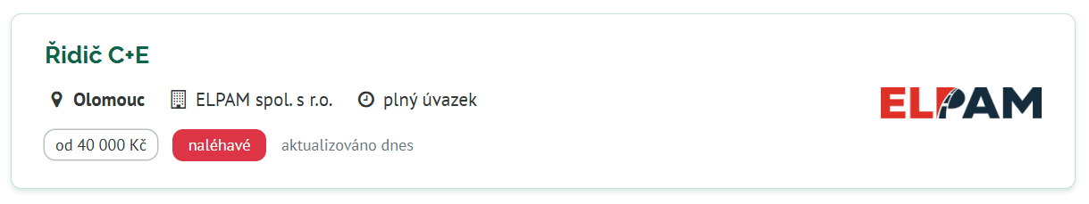 ELPAM, spol. s r. o. – pracovní inzerát