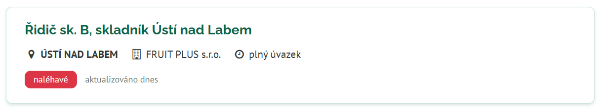 FRUIT PLUS, s. r. o. – pracovní inzerát