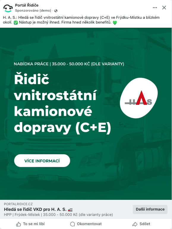 H. A. S. spol. s r.o. – FB kampaň