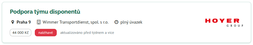 Inzerát pro dceřinnou společnost HOYER Group