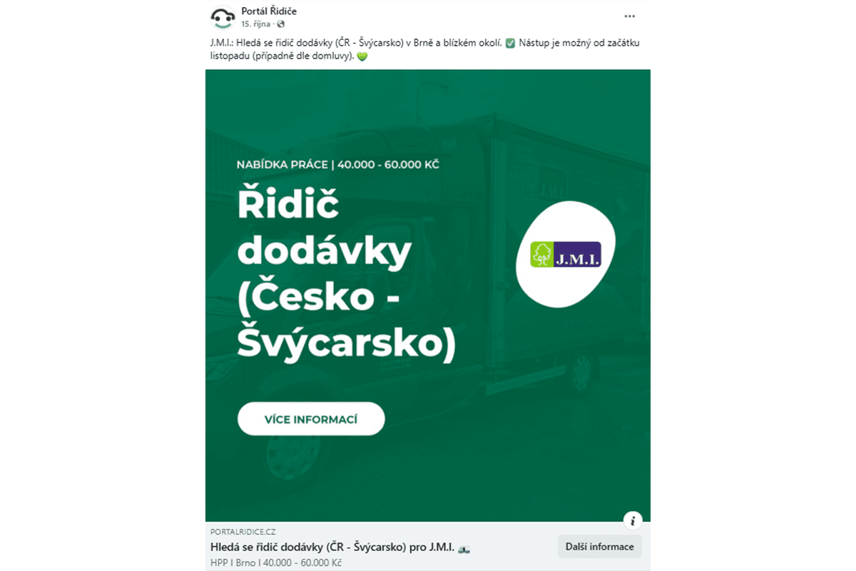 Náhled náborové kampaně na sociálních sítích J.M.I.