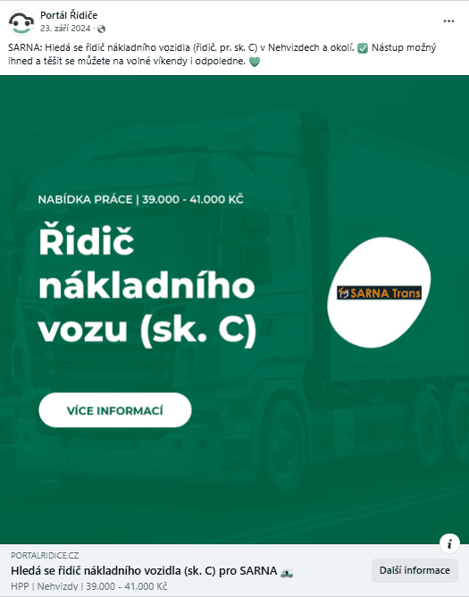 SARNA, s. r. o. – FB kampaň