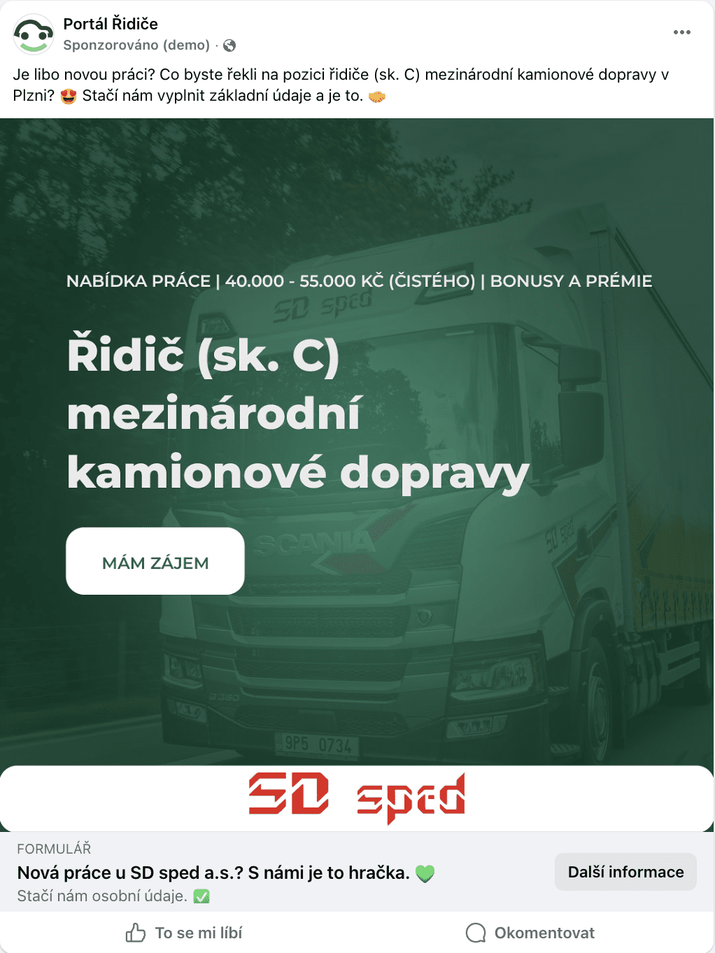 SD Sped FB  kampaň